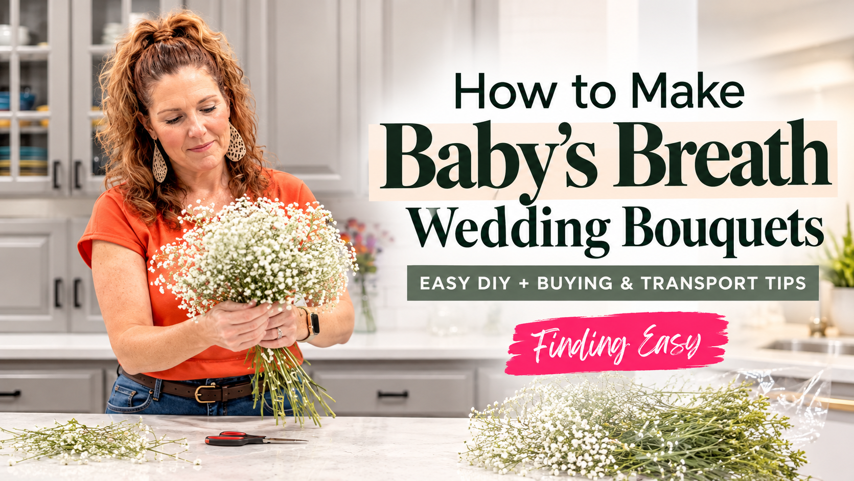 DIY baby’s breath wedding bouquets with eucalyptus