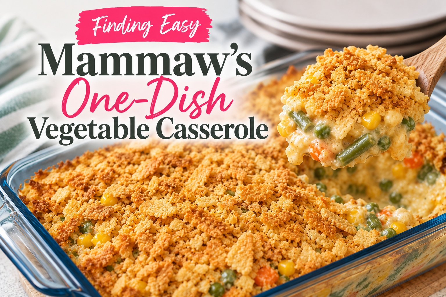 Mammaw’s One-Dish Vegetable Casserole with buttery Ritz cracker topping