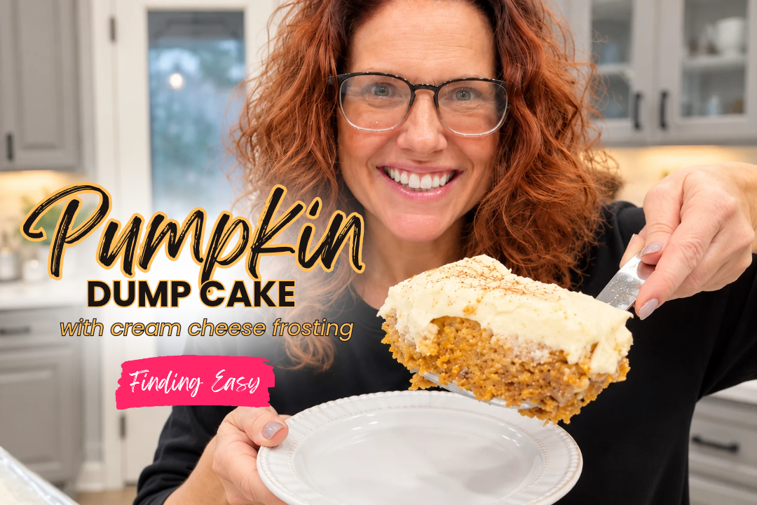 Easy pumpkin dump cake with yellow cake mix, pecans and cream cheese frosting